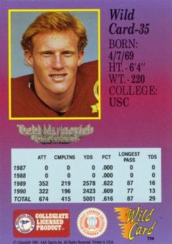 1991 Wild Card Draft - 50 Stripe #35 Todd Marinovich Back