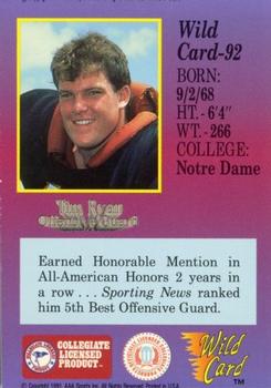 1991 Wild Card Draft - 50 Stripe #92 Tim Ryan Back