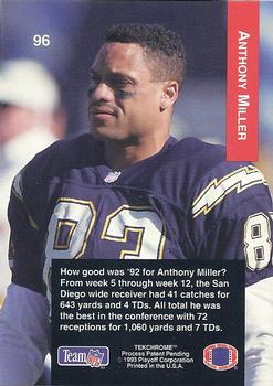 1993 Playoff #96 Anthony Miller Back