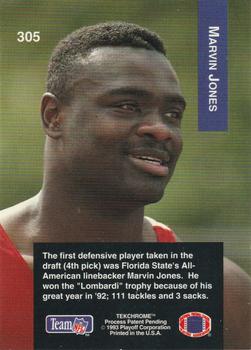 1993 Playoff #305 Marvin Jones Back