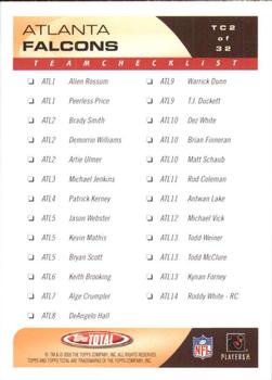 2005 Topps Total - Team Checklists #TC2 Michael Vick Back