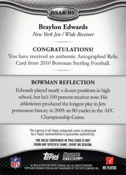 2010 Bowman Sterling #BSAR-BE Braylon Edwards  Back