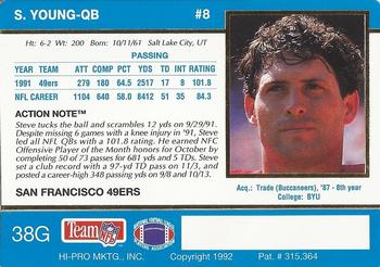 1992 Action Packed - 24-Kt. Gold #38G Steve Young Back