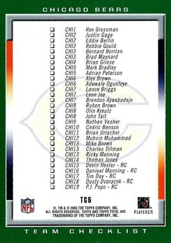 2006 Topps Total - Team Checklists #TC6 Brian Urlacher Back