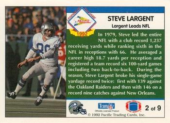 1992 Pacific - Steve Largent #2 Steve Largent Back