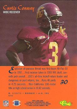 1993 Pro Line Live #30 Curtis Conway Back