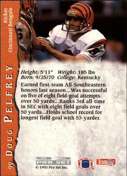 1993 Pro Set #99 Doug Pelfrey Back