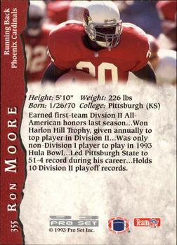 1993 Pro Set #355 Ron Moore Back