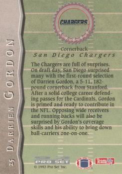1993 Pro Set - All-Rookies #25 Darrien Gordon Back