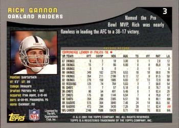 2001 Topps - Topps Collection #3 Rich Gannon Back