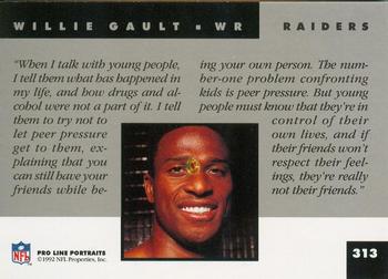 1992 Pro Line Portraits #313 Willie Gault Back