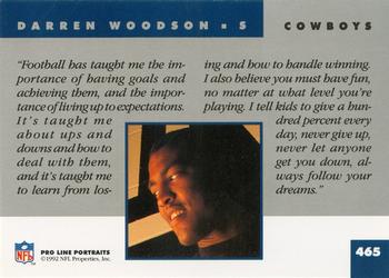 1992 Pro Line Portraits #465 Darren Woodson  Back