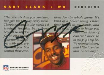 1992 Pro Line Portraits - Autographs #NNO Gary Clark Back