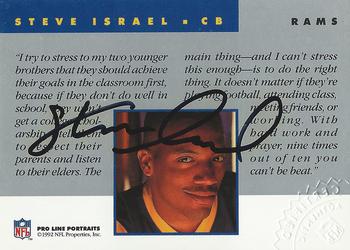 1992 Pro Line Portraits - Autographs #NNO Steve Israel Back