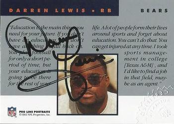 1992 Pro Line Portraits - Autographs #NNO Darren Lewis Back