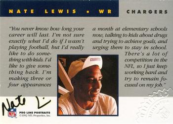 1992 Pro Line Portraits - Autographs #NNO Nate Lewis Back