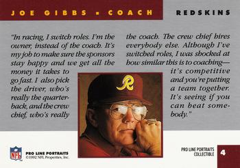1992 Pro Line Portraits - Collectibles #4 Joe Gibbs Back