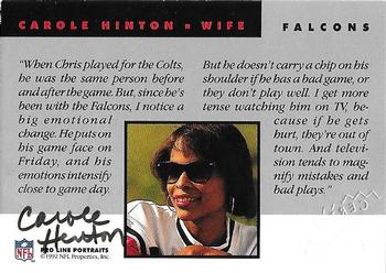 1992 Pro Line Portraits - Wives Autographs #NNO Carole Hinton Back
