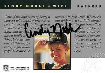 1992 Pro Line Portraits - Wives Autographs #NNO Cindy Noble Back