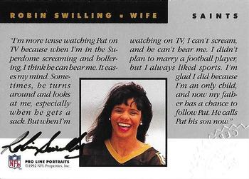 1992 Pro Line Portraits - Wives Autographs #NNO Robin Swilling Back