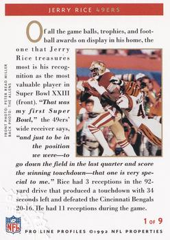 1992 Pro Line Profiles - Autographs #NNO Jerry Rice Back