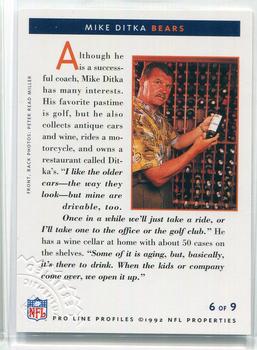 1992 Pro Line Profiles - Autographs #NNO Mike Ditka Back