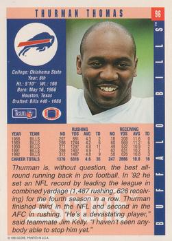 1993 Score #96 Thurman Thomas Back