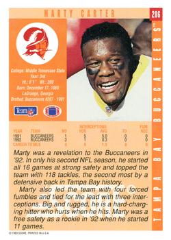 1993 Score #286 Marty Carter Back