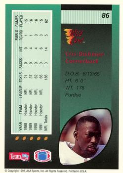 1992 Wild Card - 10 Stripe #86 Cris Dishman Back