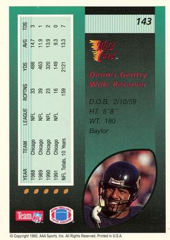 1992 Wild Card - 10 Stripe #143 Dennis Gentry Back