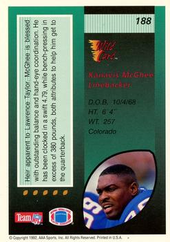 1992 Wild Card - 10 Stripe #188 Kanavis McGhee Back