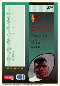 1992 Wild Card - 10 Stripe #274 Eric Bieniemy Back