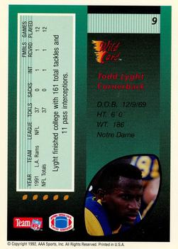 1992 Wild Card - 100 Stripe #9 Todd Lyght Back
