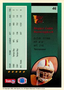 1992 Wild Card - 100 Stripe #46 Reggie Cobb Back