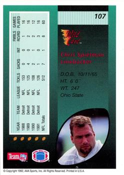 1992 Wild Card - 100 Stripe #107 Chris Spielman Back
