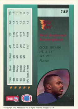 1992 Wild Card - 100 Stripe #139 Neal Anderson Back