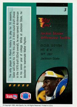 1992 Wild Card - 20 Stripe #3 Jackie Slater Back