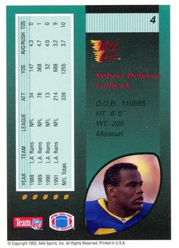 1992 Wild Card - 20 Stripe #4 Robert Delpino Back