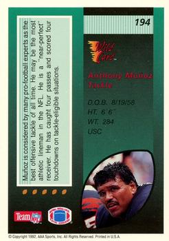 1992 Wild Card - 20 Stripe #194 Anthony Munoz Back