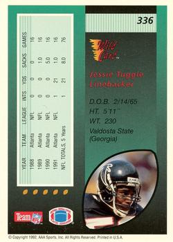1992 Wild Card - 5 Stripe #336 Jessie Tuggle Back