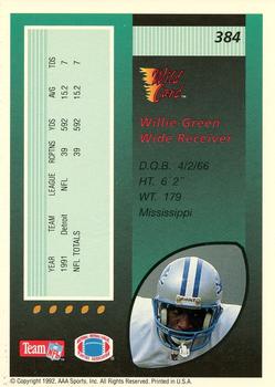 1992 Wild Card - 5 Stripe #384 Willie Green Back
