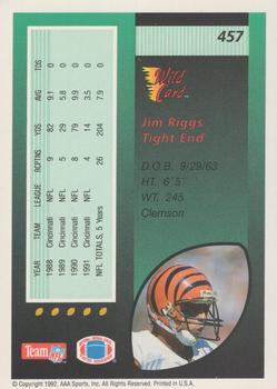 1992 Wild Card - 5 Stripe #457 Jim Riggs Back