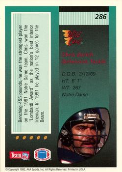 1992 Wild Card - 50 Stripe #286 Chris Zorich Back