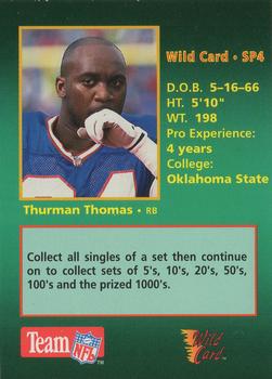1992 Wild Card WLAF - Surprise Cards #SP4 Thurman Thomas Back