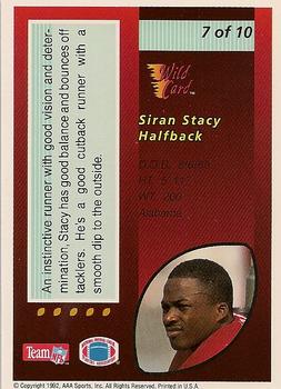 1992 Wild Card - Red Hot Rookies #7 Siran Stacy Back