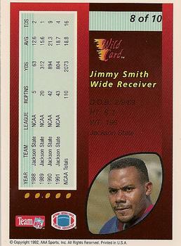1992 Wild Card - Red Hot Rookies #8 Jimmy Smith Back