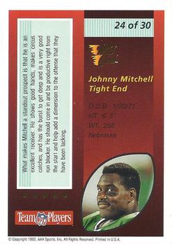 1992 Wild Card - Red Hot Rookies Gold #24 Johnny Mitchell Back