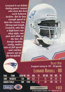 1993 Select #103 Leonard Russell Back