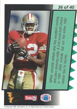 1992 Wild Card - Running Wild Gold #36 Ricky Watters Back