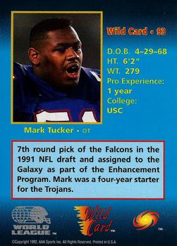 1992 Wild Card WLAF #93 Mark Tucker Back